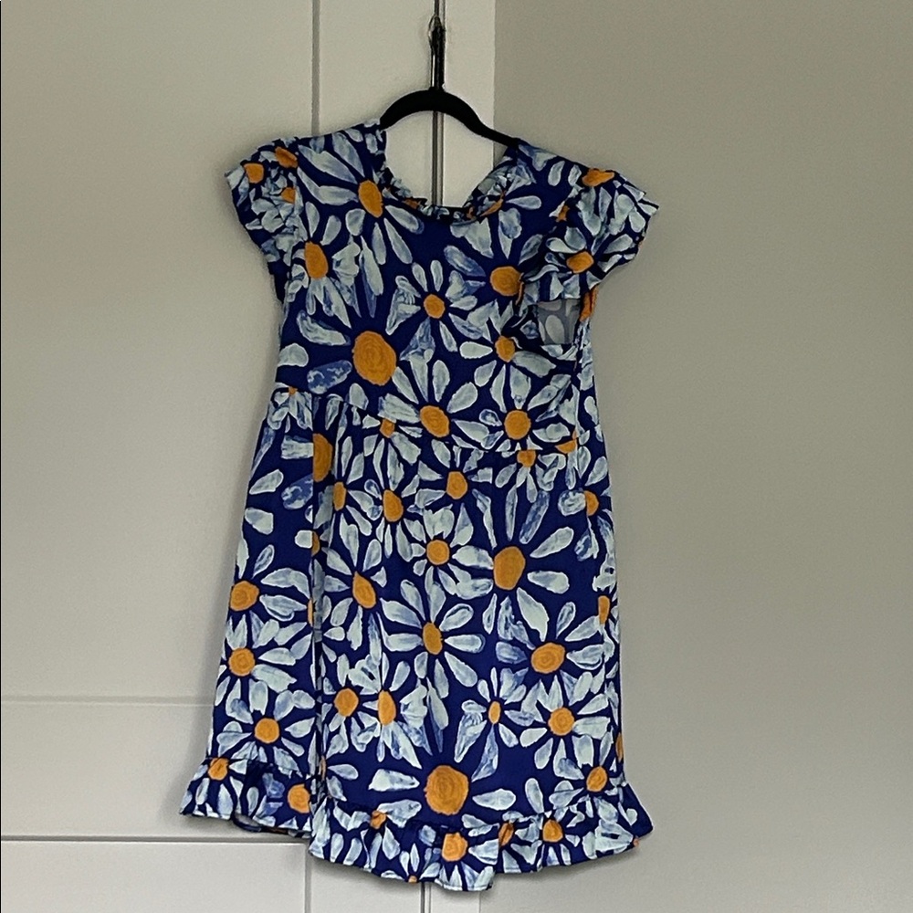 Floral Casual Dress in Blue and Yellow